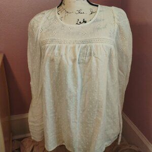 Universal Thread Women's White Embroidered Sheer Blouse in Size L